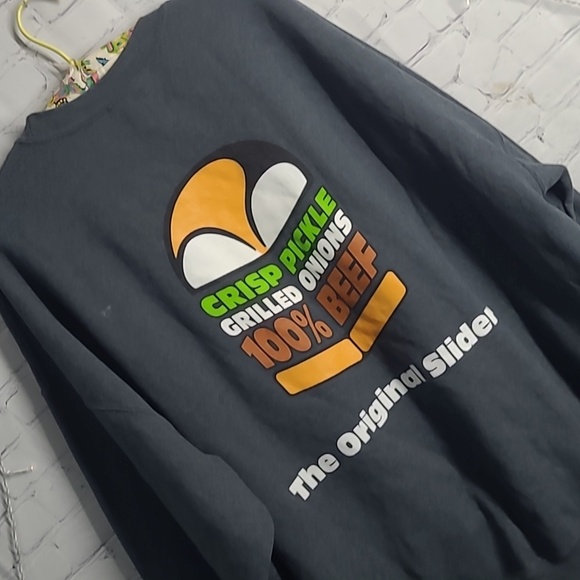 White Castle Fast Food Slider Graphic Dark Gray Pullover Employee Mens Size 3XL - Picture 10 of 17